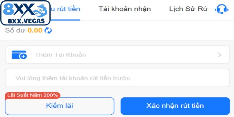 Chọn mục rút tiền trên thanh công cụ trên giao diện màn hình chính